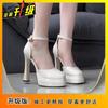 Mary Jane wedding shoes small women's single shoes new square head cute word high heels
