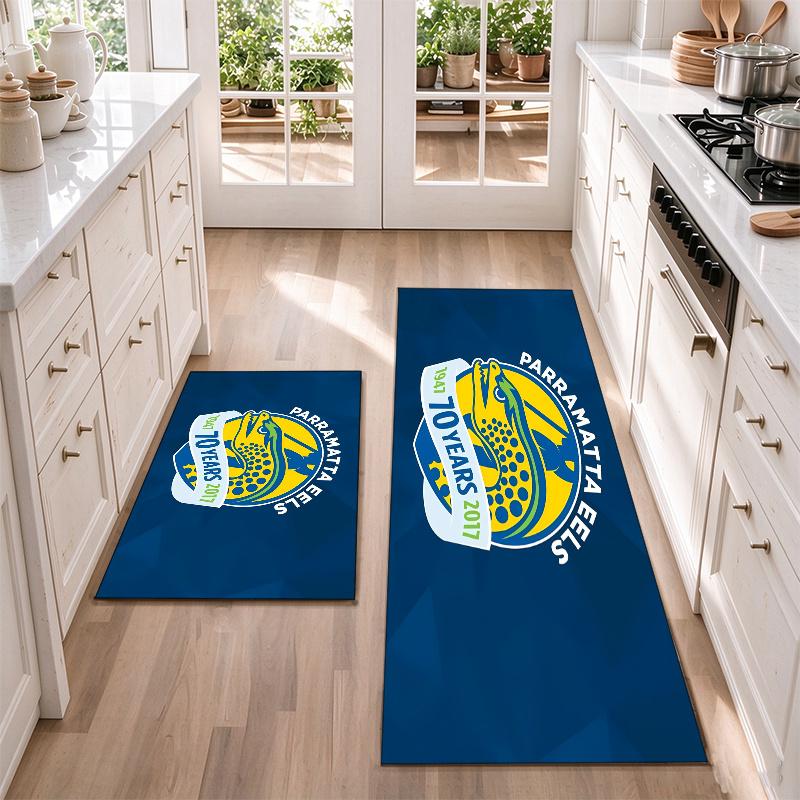 Parramatta Eels Flannel Kitchen Floor Mat – Non-Slip, Absorbent and Easy to Clean Suitable for Kitchens, Entryways Bedroomsand Bathrooms