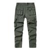 Men's Solid Color Multi-Pocket Cargo Pants Men's Casual Sports Straight Trousers