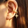 S925 Sterling Silver Eight-Pointed Star Zirconia Ear Cuff Pendant Earrings for Women