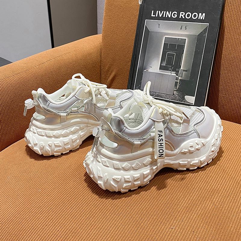 fashion Women's Running Shoes Handsome and Fashionable Sports Shoes Mesh Breathable 2024 New Versatile Thick-soled Student Sports Shoes