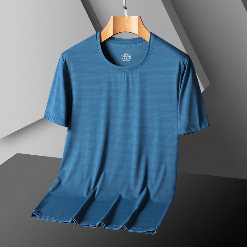 Ledové hedvábné cool tričko s krátkým rukávem Pánské tričko s polovičními rukávy větší velikosti Fitness tričko Top