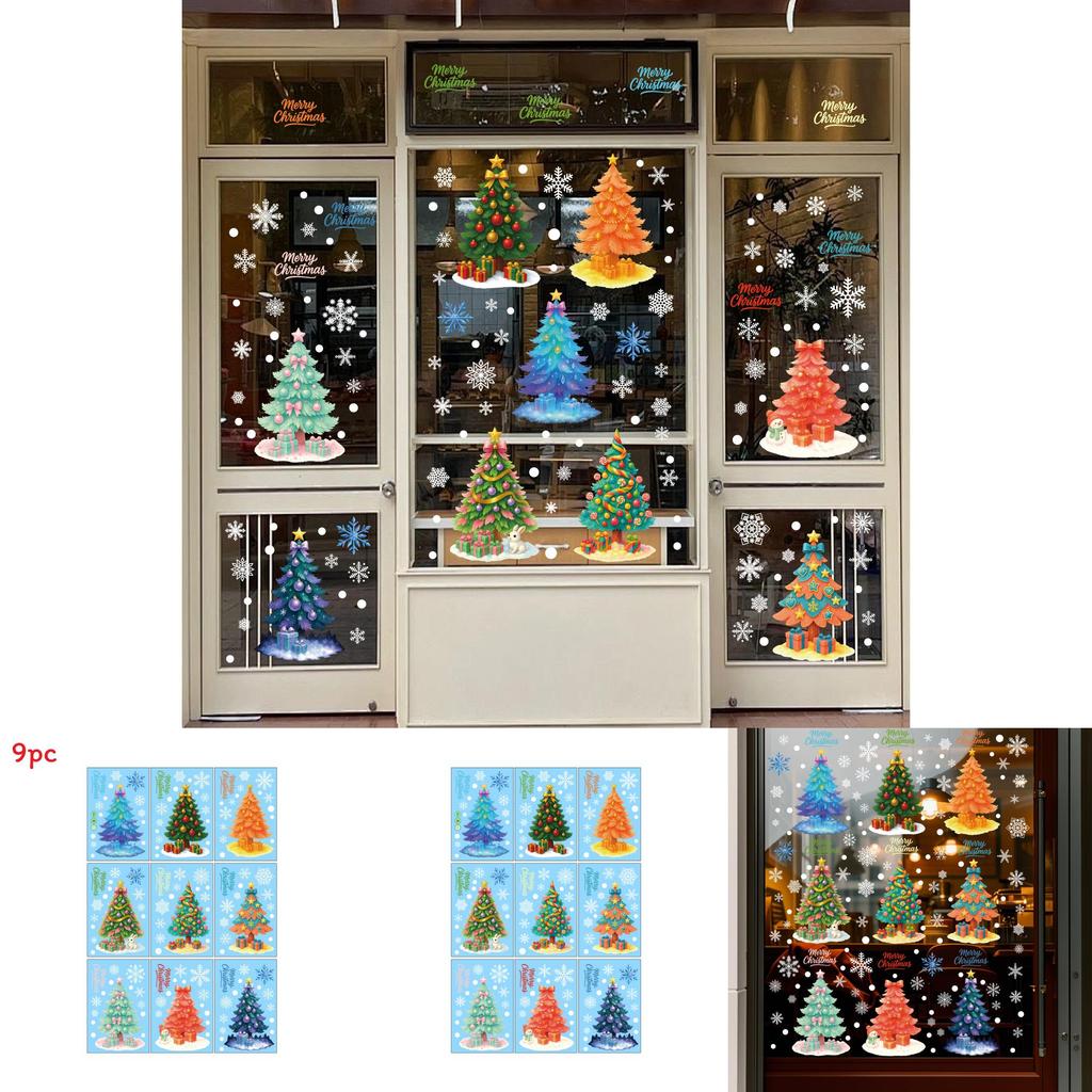 Christmas Tree Pvc Window Decal With Snowflake Static Cling For Holiday Decor