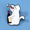 Cat Drinking Red Wine Interesting Brooch Student Backpack Needle Buckle Badge