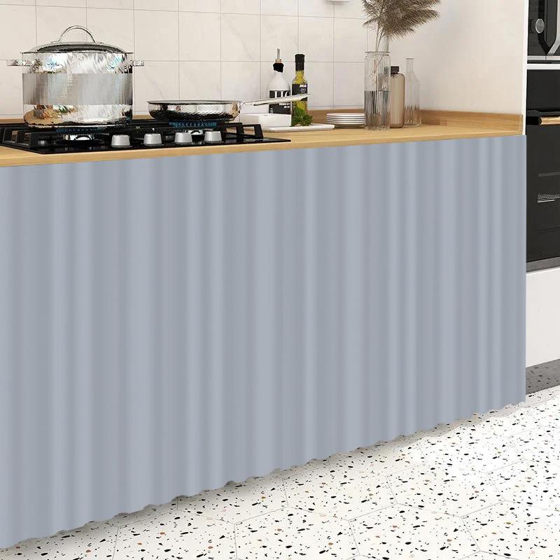 Solid Color Kitchen Concealed Curtain Door Window Short Partition Cupboard Storage Shelf Dustproof Half-curtain Home Decor