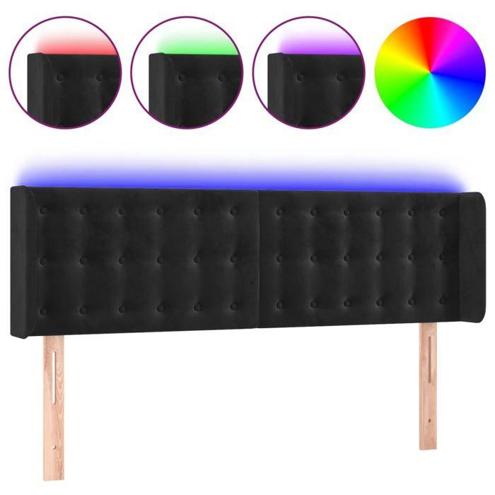 VidaXL Tête de Lit à LED Meuble de Chambre à Coucher Accessoire de Lit Double Tête de Cadre de Lit Intérieur Noir 3123720