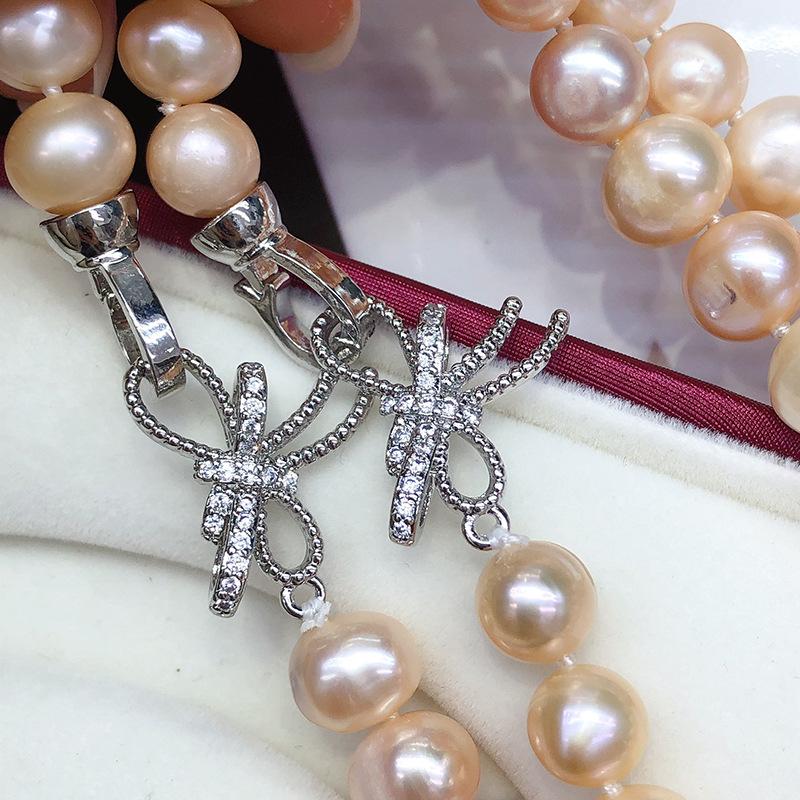 Exquisite Natural Freshwater Pearl Necklace Set - Near Round, Slightly Imperfect Pearls In Original Color, Elegant Jewelry Gift Box for Women