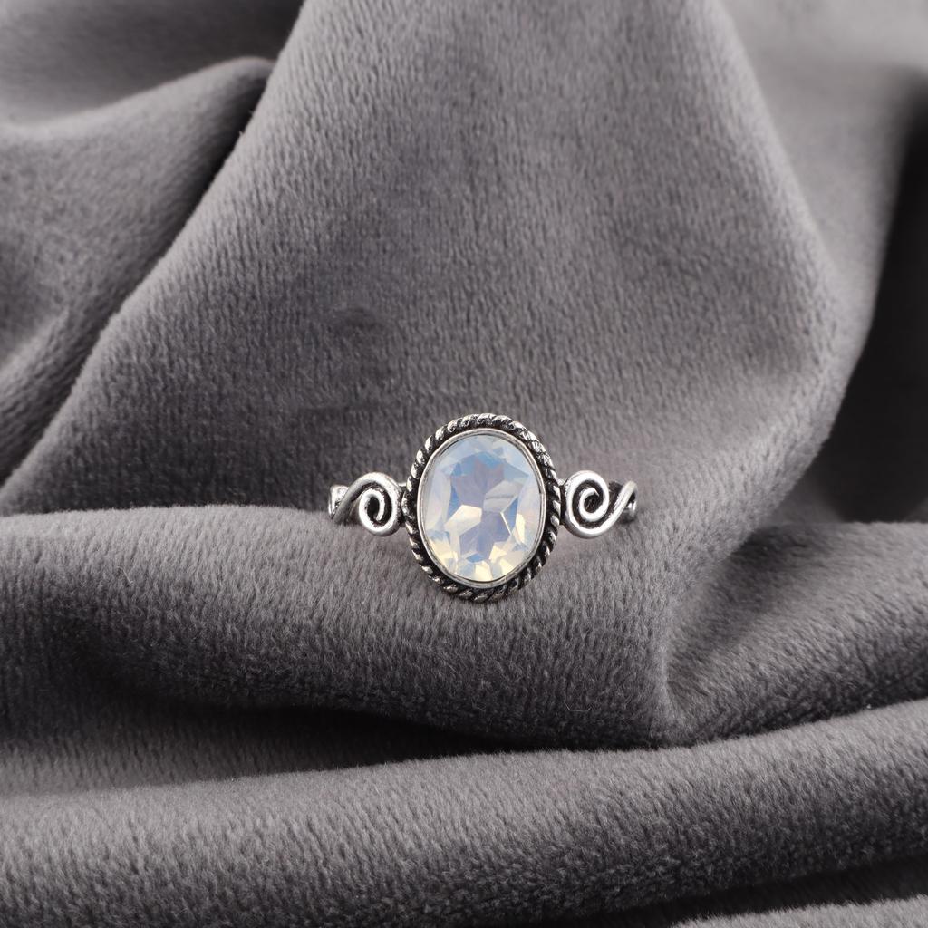 Milky Opal Handmade Latest Design Jewelry Ring, 925 Solid Sterling Silver Gemstone Ring, Gift For Mother