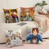 H-Hetalia The Beautiful World Cushion Cover Silky Short Plush Sofa Pillow Cover Hidden Zipper Soft Dustproof Case for Home Decor