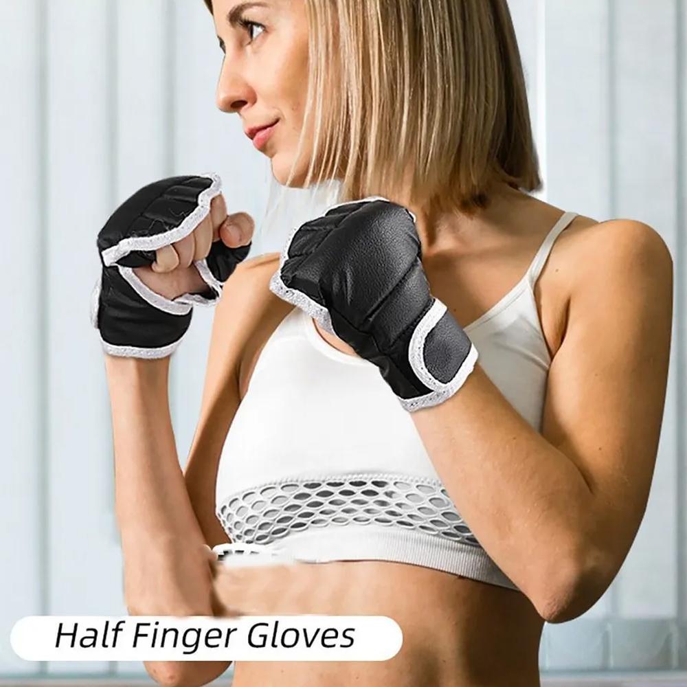 1Pair Half- Finger Adjustable Training Mma Gloves Xl For Men And Women Ideal For Boxing And Kickboxing With Wrist Support And An