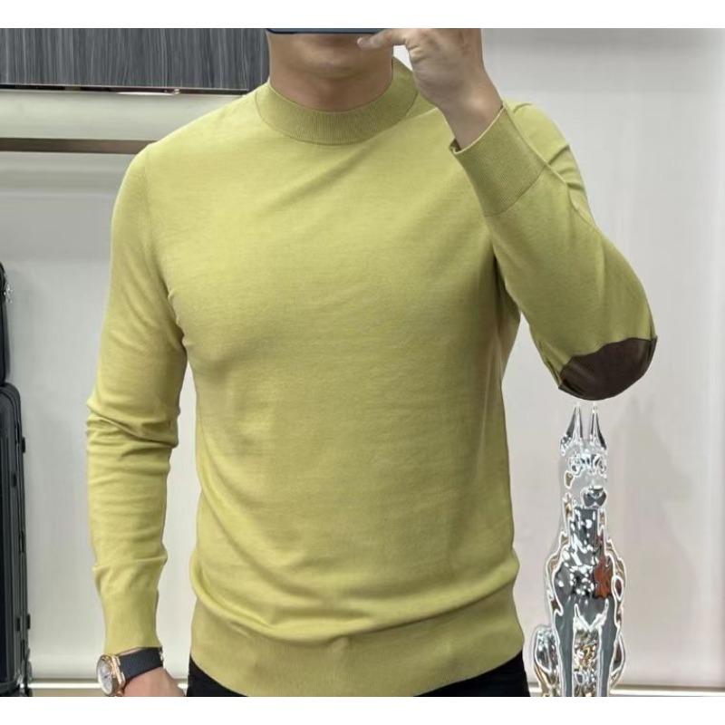 Pulover tricotat pentru bărbați de toamnă și iarnă, de bază, culoare solidă, elastic, moale la atingere, stil petice de mână, bluză cu mâneci lungi, la modă