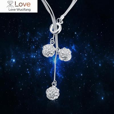 925 Stamped Silver Fashion Romantic Rose Flower Chain Necklaces for Woman Classic Charm Jewelry Wedding Accessories Party Gifts