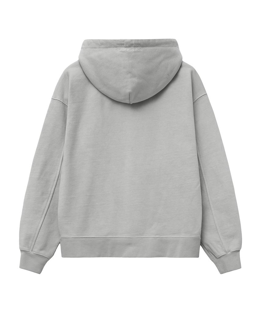 Mozmoz Heavyweight Pigment Cut Two-Way Oversized Zip-Up Hoodie Gray