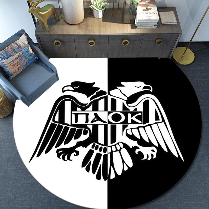 PAOK pattern round rug,Carpet Rug for Living Room Bedroom Playroom ,Non-slip Floor Mat,Holiday Gifts and Birthday Gifts.