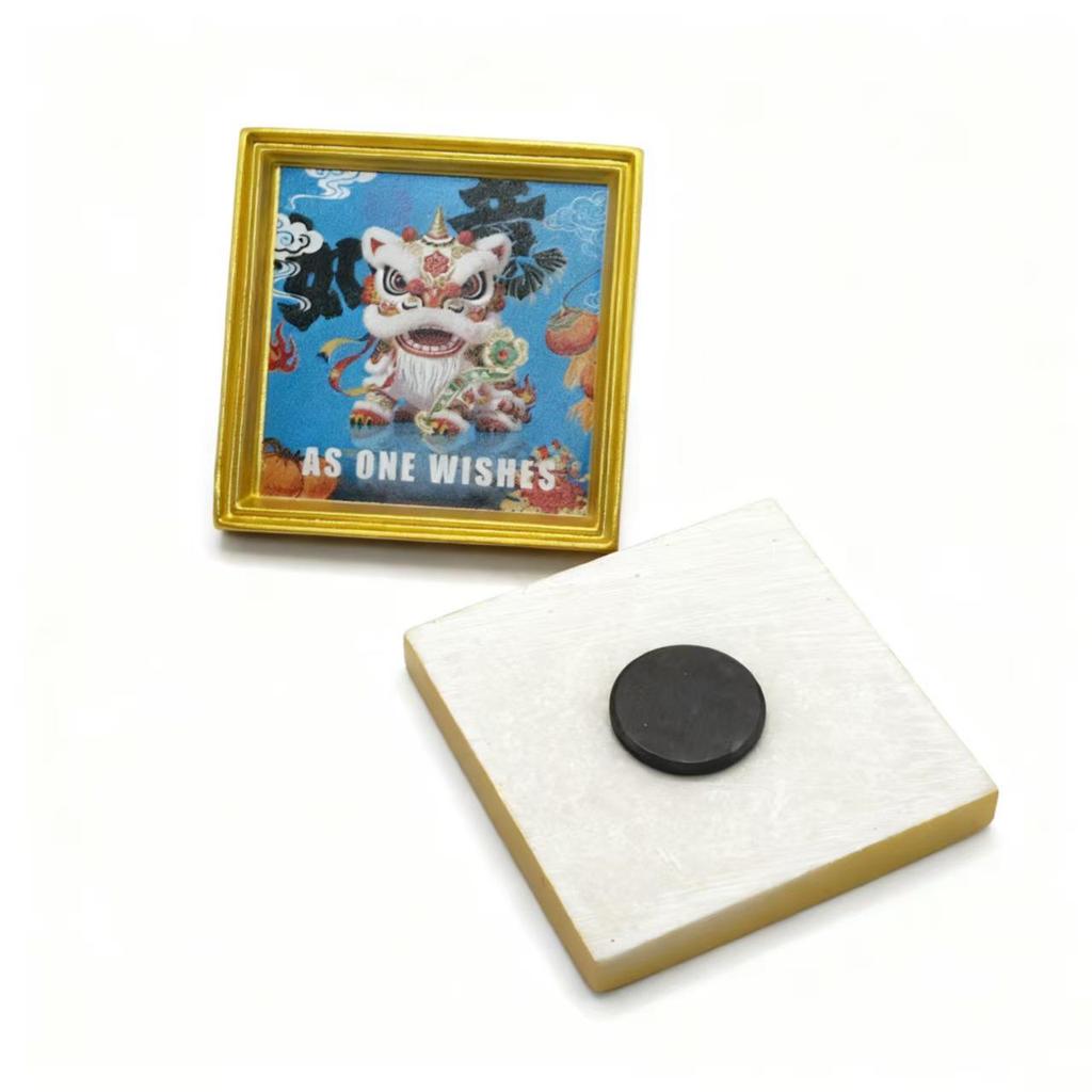 3D Lion Dance Fridge Magnet Photo Frame - Festive Spring Festival Decoration