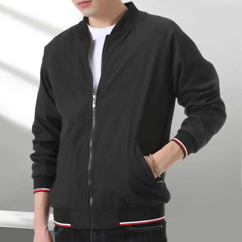 Men's Plus Size Raglan Sleeve Baseball Jacket - Stand Collar, Velvet Lined for Spring, Autumn, and Winter. Casual Business Style Outerwear.