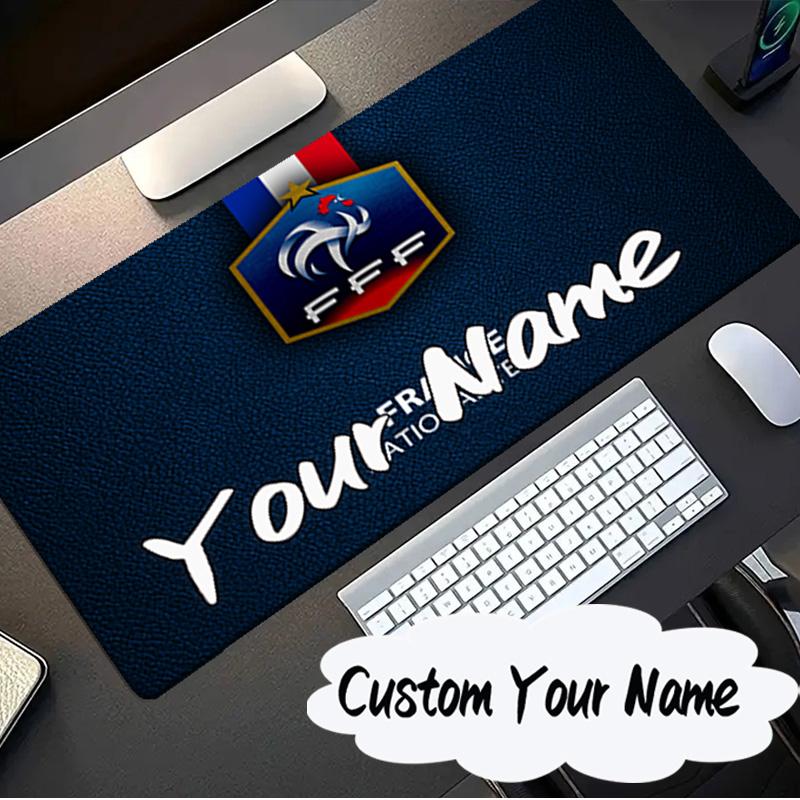 Custom Name Mouse pad France Football Emblem Mouse pad, Gaming Mouse Pad, keyboard pad, Desk Decor for computer notebook Fan Birthday Gift