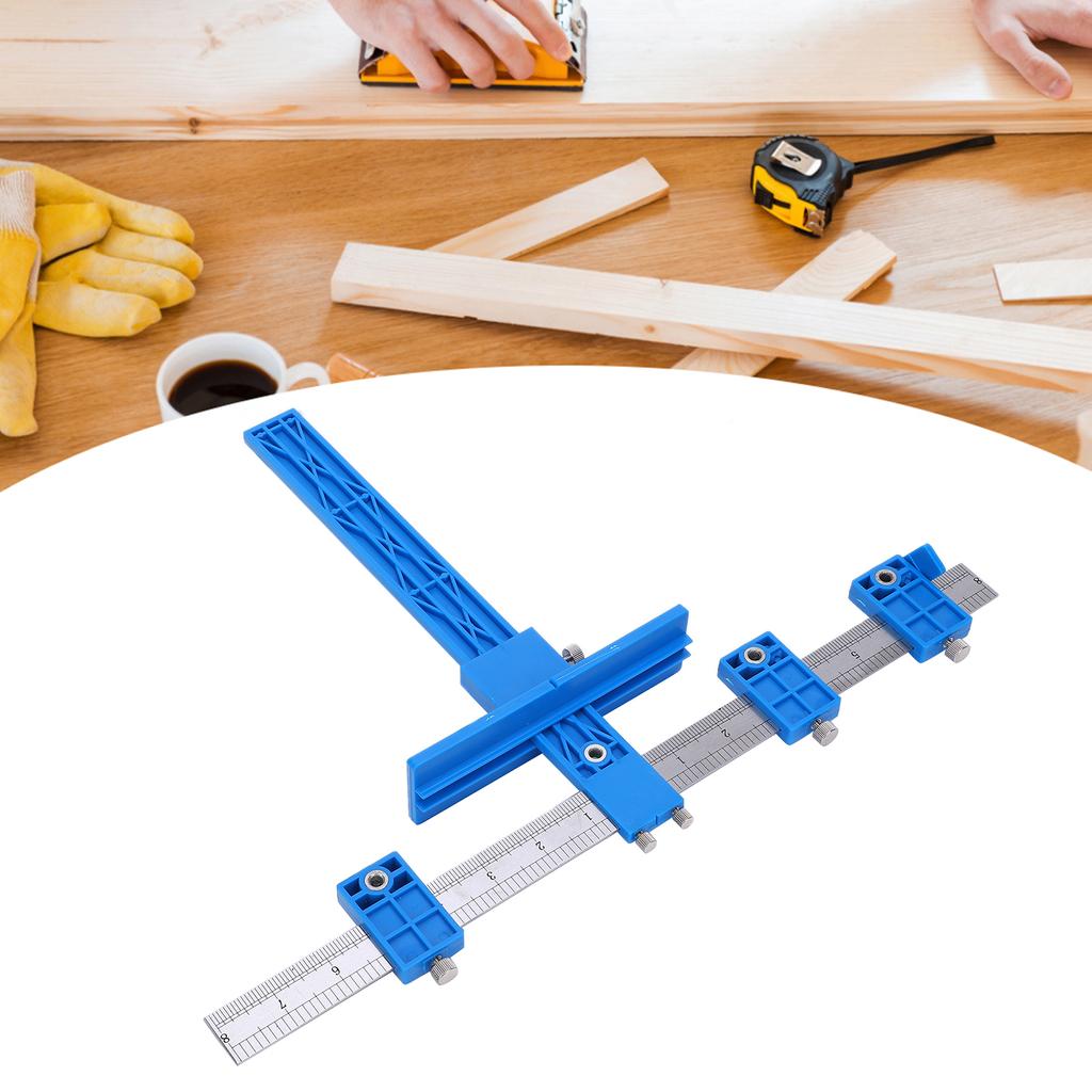 Hole Punch Locator  , Cabinet Hardware Device, Easy to Use, High Accuracy, Wide Adjustment Options for Wooden Dowels, with Double Thumb Screw, Hor