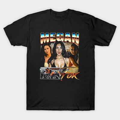 Men Black Print T-shirt Megan Fox 3.11 No-Cut Heat Transfer Print Cotton Tshirt
