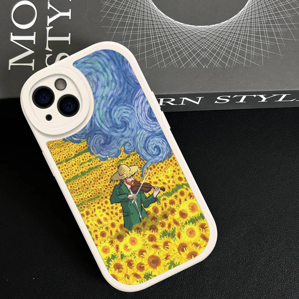Art Vincent Van Gogh Leather Phone Case For iPhone 16 15 14 13 12 11 Pro Max Plus Shockproof Cover