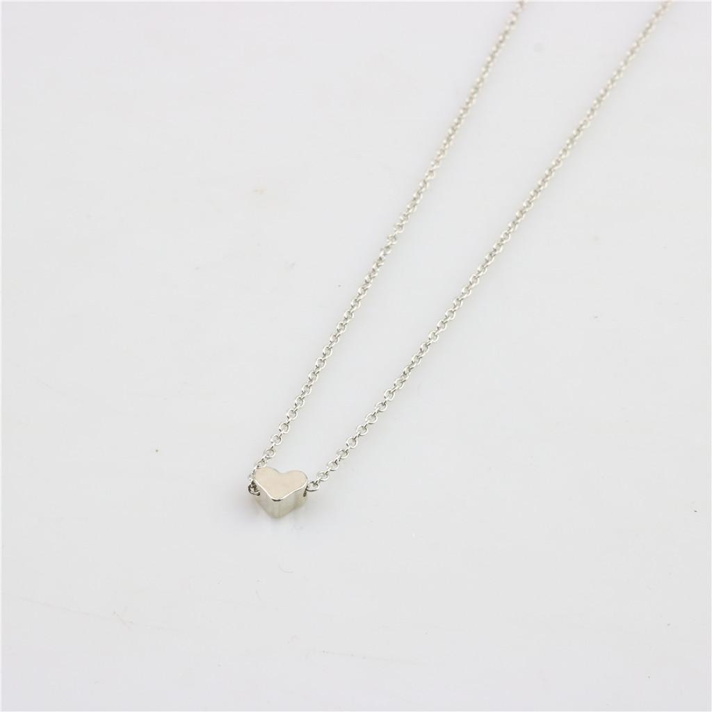 Elegant Small Smooth Heart Pendant Necklace Stylish Fashion Jewelry for Women Steel Stainless
