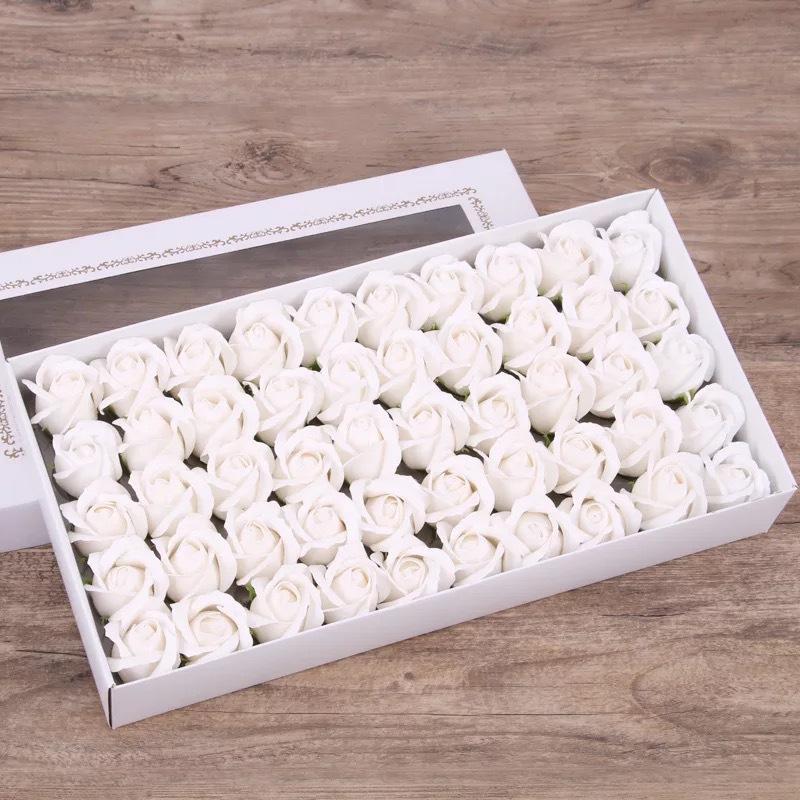 50pcs Two Layer Soap Flower Rose Big Flower Head Thickened Packaging Bouquet Material Simulation Flower Valentine's Day Gift Box
