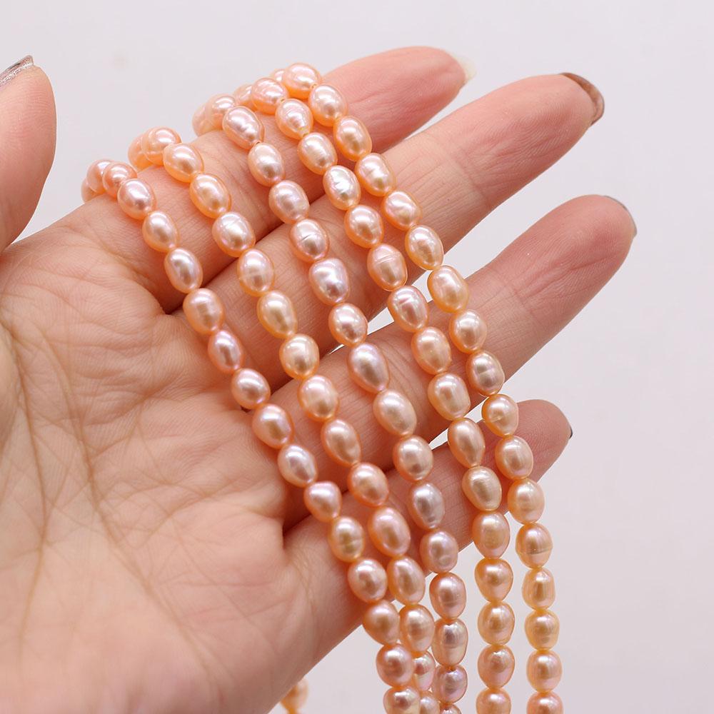 1String, Handmade Natural Freshwater Pearls, Rice-shaped Pearl Beads, 5–6 Mm, for DIY Necklace Bracelet, Jewelry Making, Birthday Party Crafts, 36cm