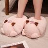 Fashion Women Home Floor Fluffy Slippers Winter Warm Shoes Cute Cartoon Animals Soft Faux Fur Couples Indoor House Bedroom Cotton Shoes