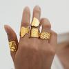Personalized Ring, Stainless Steel Vacuum Plated 18K Gold Irregular Wide Face Opening Jewelry