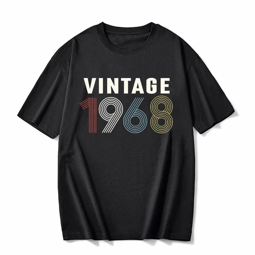 cotton 100% Men's And Women's Birthday Short Sleeve T-Shirt Digital Print 1960-1999 Pattern Congratulating Letter Tee Birthday