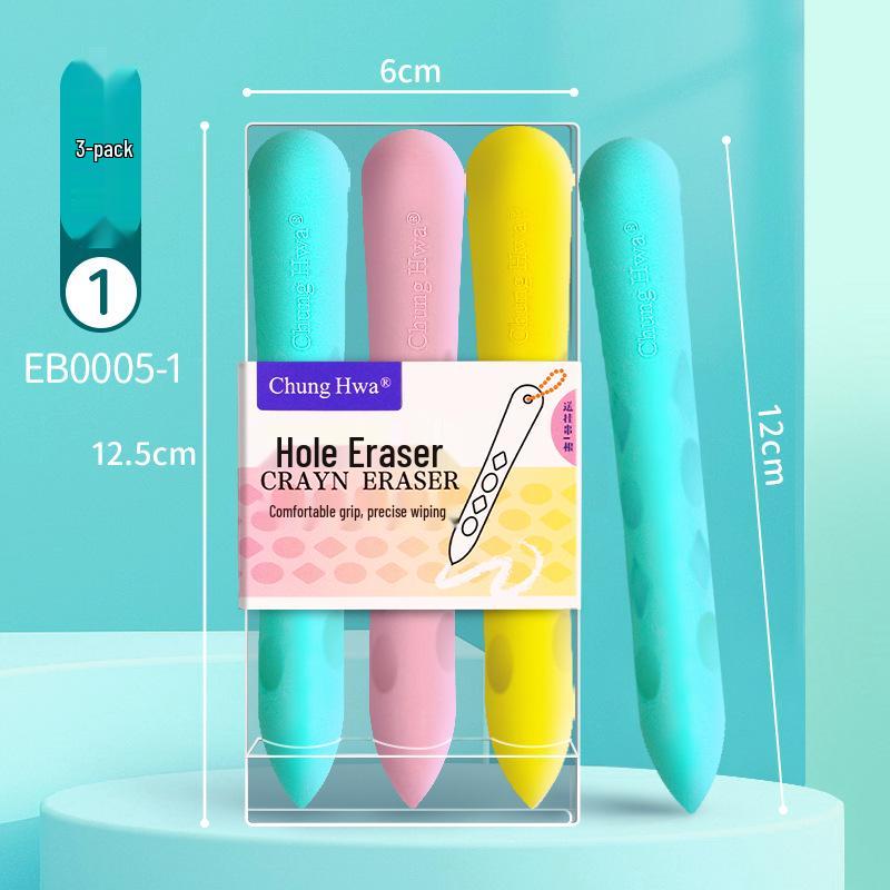 Double-Ended Comfortable Grip Large Hole Pencil Eraser for Kids