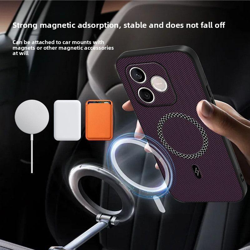 For Honor 600e / 600 Lite Case Luxury Magnetic Matte Skin-Friendly Triangular Grain Leather Cover For Shockproof For Magsafe