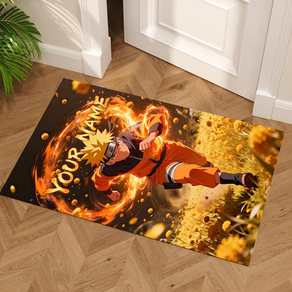 Naruto Character Customize Text Floor Rug Office Rug Suitable for Study Room Decorate Room Kitchen Playrooms Anti-slip Rug Anime Office Decor