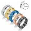 6mm Anxiety Fidget Spinner Rings for Men Smooth Stainless Steel Spinning Rotating Ring for Women Anti Stress Jewelry Gift