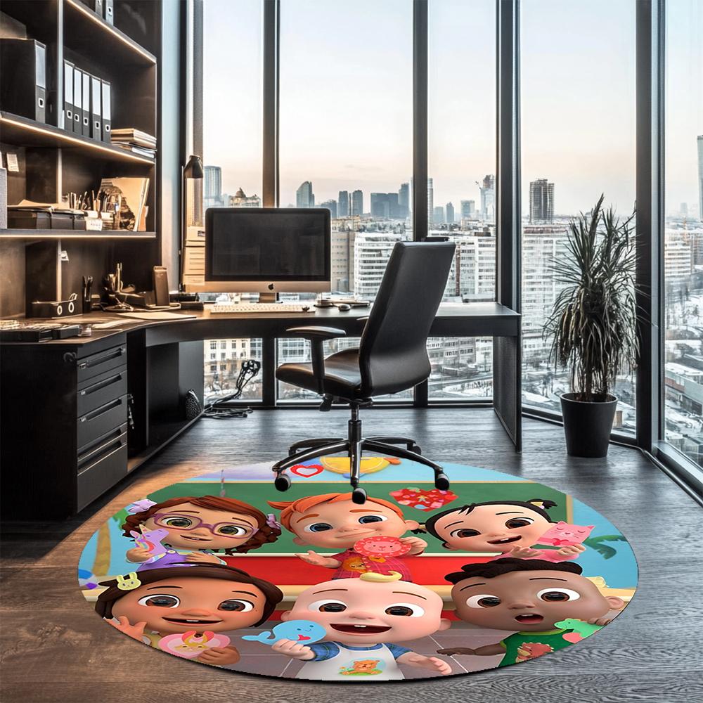 Cocomelon Printed Round Rug Carpet Chair Rug Area Rug Entryway Doormats,for Office Chair Living Room Bedroom Kitchen Room.