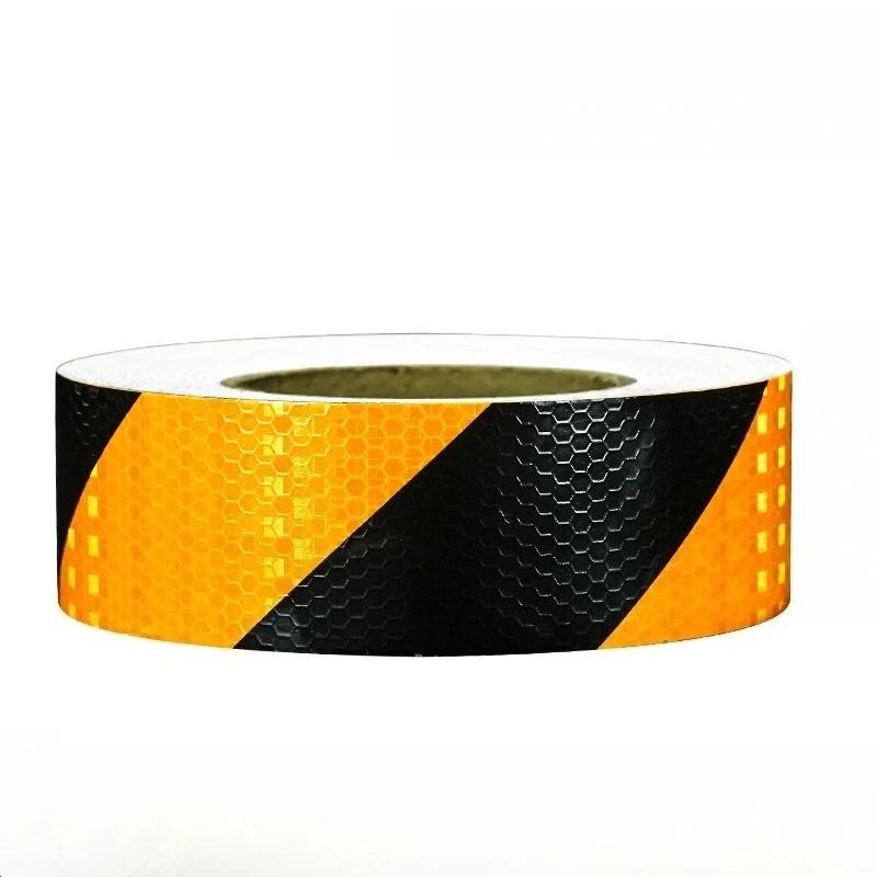 5cm/10cm Traffic Sign Ground Safety Stickers Reflective Tape Reflective Warning Tape Black and Yellow Diagonal Reflective Tape
