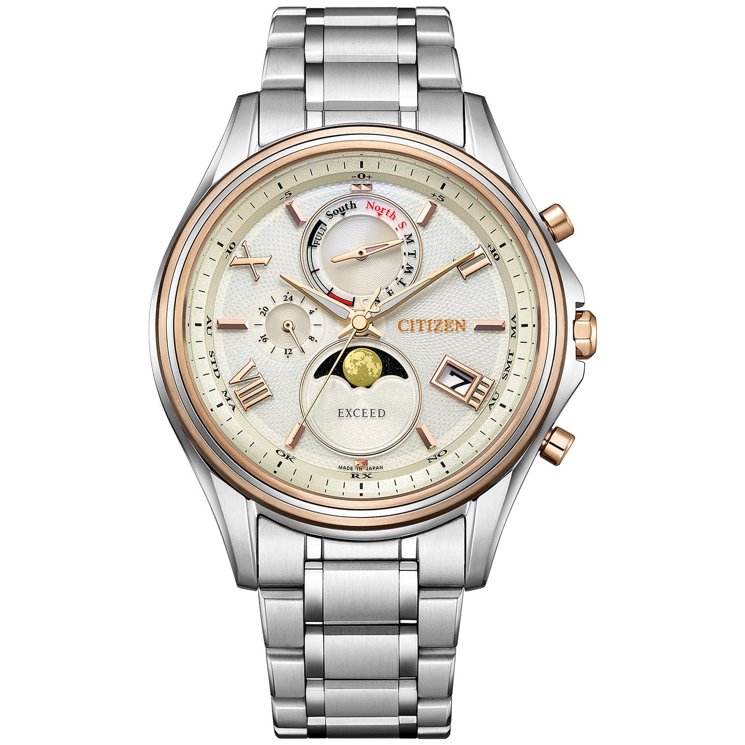 

Пара годинників Exceed Moon Phase, водонепроникний радіоприймач Solar Silver [Citizen] BY1026-65A для чоловіків