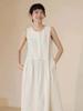 2025 Summer New Fresh Rattan-dyed Striped Vest Skirt Women's Loose and Thin Round Neck Sleeveless Solid Color Dress
