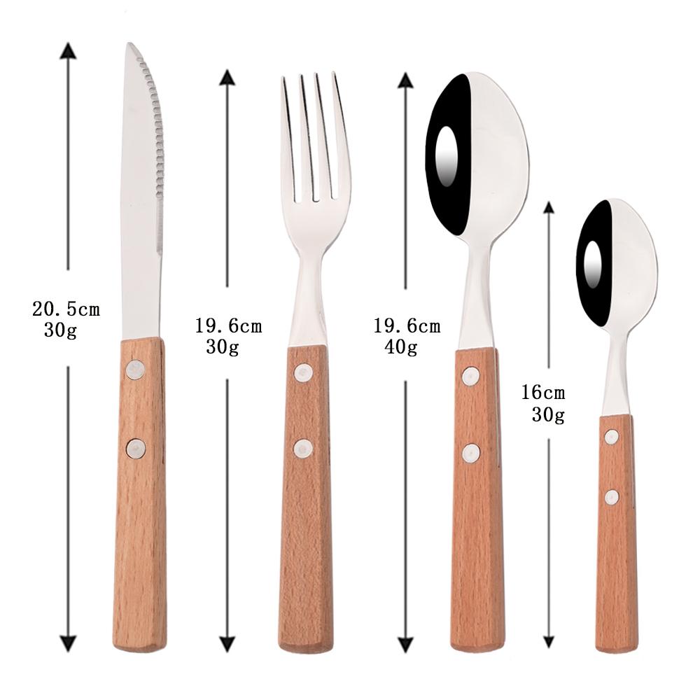 

Набор столовых приборов из натуральной деревянной ручки из нержавеющей стали 304, 4/8/16/24 шт., набор столовых приборов, нож для стейка, вилка, кофейная ложка, набор посуды, экологически чистый 24pcs-service for 6 дубильная кора