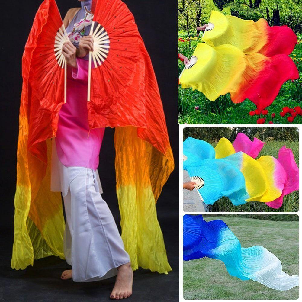 Gradient Color Belly Dancing Fan 120/150/180cm Length Dance Accessories Long Imitation Fan Multicolors Square Dancing