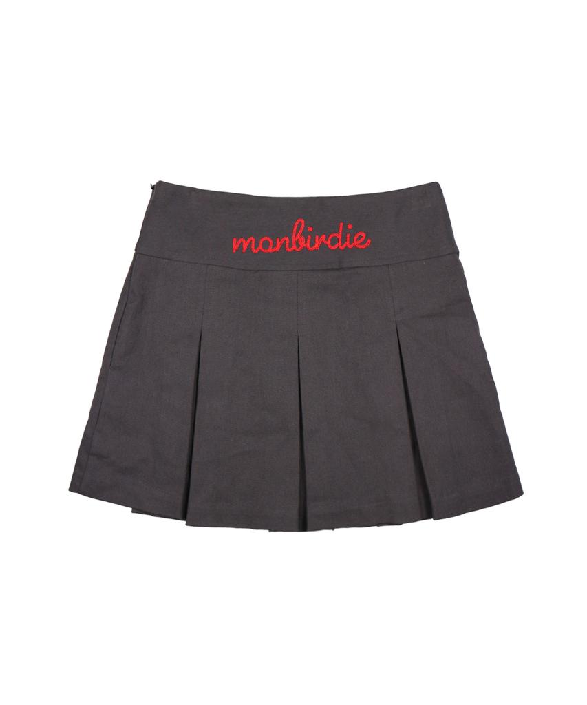 Mongbirdy Golf Soft Touch Warm Pleats Soft Brushed Embroidery Pleated Skirt_D.Grey
