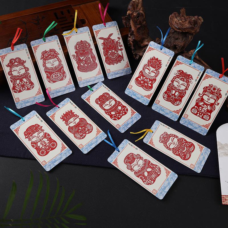 Burning Ran Chinese Folk Art Paper-cut Facial Makeup Bookmarks for Unique Gifts Abroad
