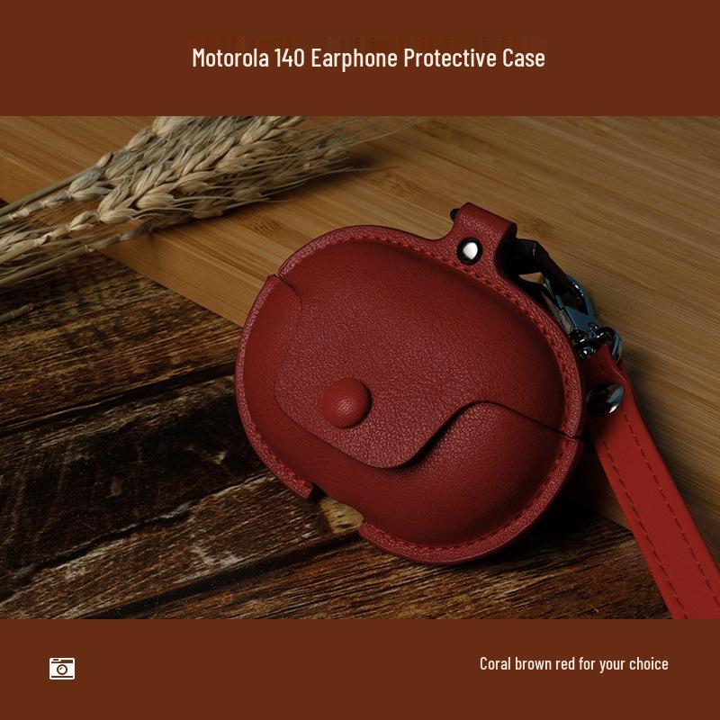 Compatible Protective Case for Motorola MOTO BUDS I40 ANC Earbuds - Soft Leather Shell