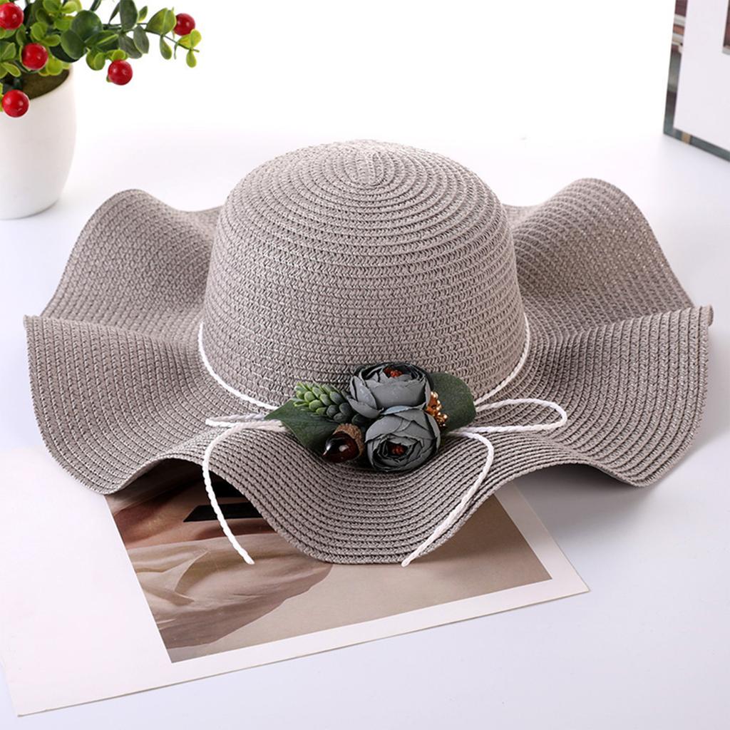 Ladies' Sun Hat Bow Flower Grass Hat Beach Hat