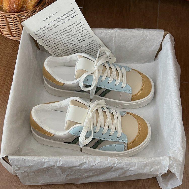 

Fashion platform white shoes women s 2025 autumn new breathable color matching casual sports shoes lace-up comfortable casual shoes 40