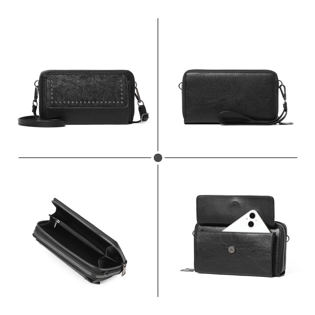 SENDEFN Damen Smartphone Umhängetasche, Große Kapazität, Multifunktional, Bedruckt, Smartphone Tasche mit Doppelreißverschluss, Beliebte und Stilvolle Umhängetasche