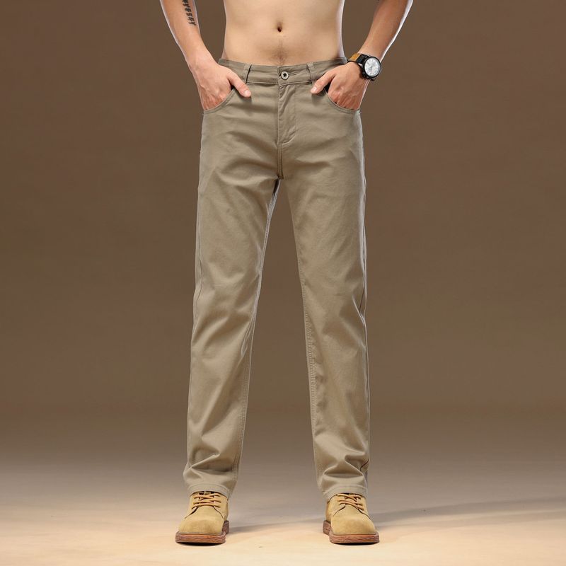 High-End Pure Cotton Casual Pants for Men, Spring and Autumn New Trendy Loose Straight-Leg Business Elastic Long Pants