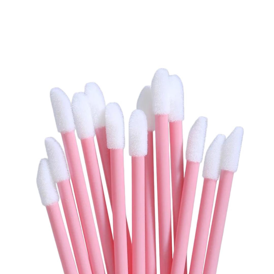 

UPLUS Disposable Lip Brush Sticks, Lipstick Brush, Pink, 100 Pieces in a Bucket, Beauty Tools рожевий