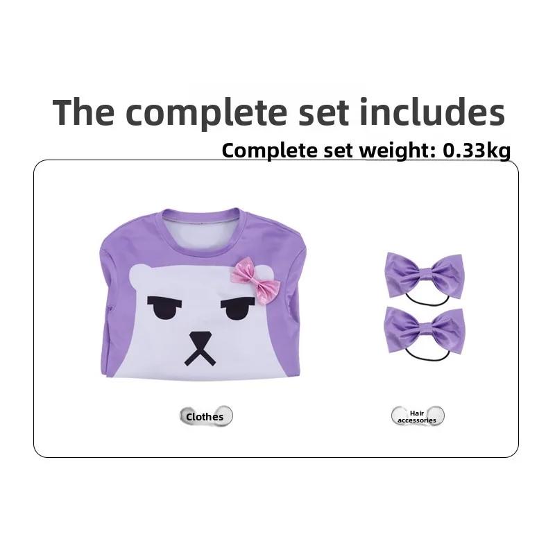 POPK Costume Cosplay Filles Pyjama Ours Violet Tenue Ensemble Complet Mignon Style Idol Performance Scénique Fête Événement S white