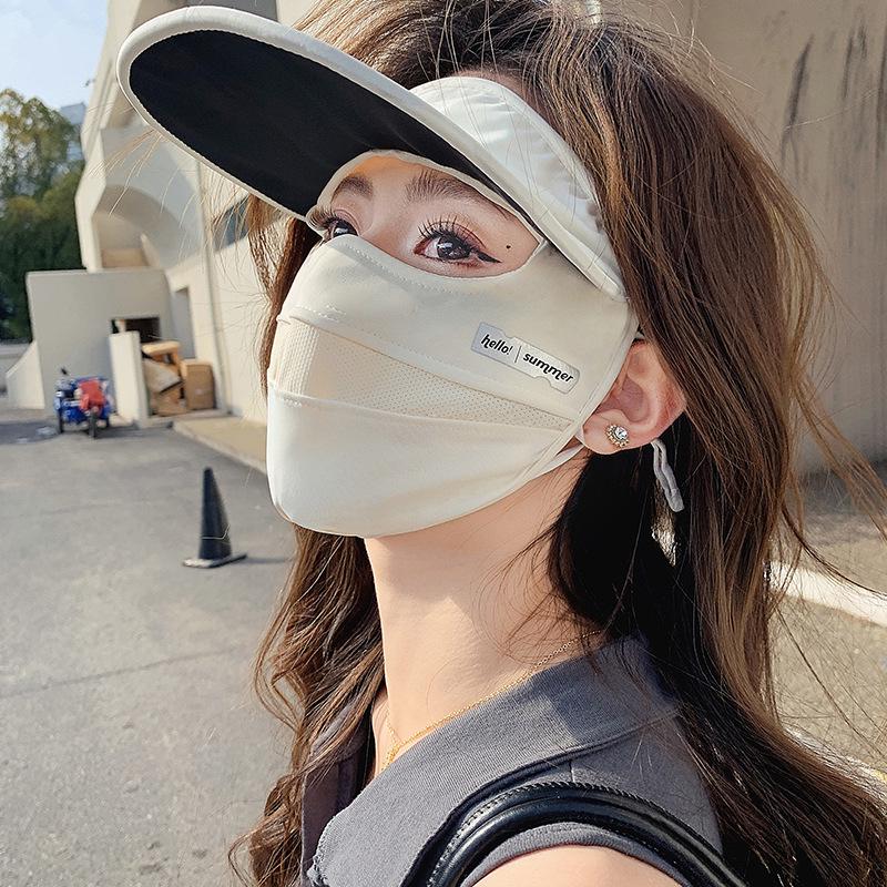 Women's Breathable Summer Sunscreen Face Mask with Brim for Cycling